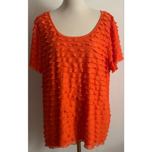 Women's Cato Orange Ruffle Short Sleeve Tee Plus Size 18/20W